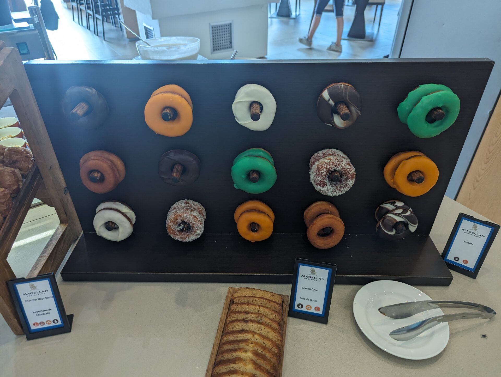 a display of donuts on a table