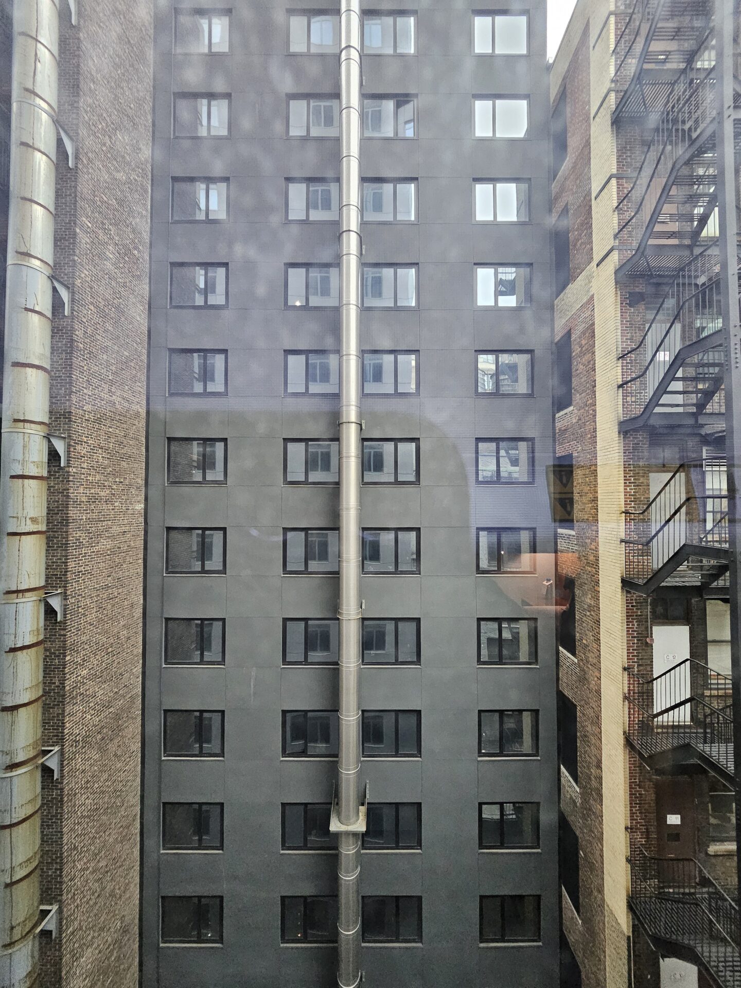 a building with a pipe going through it