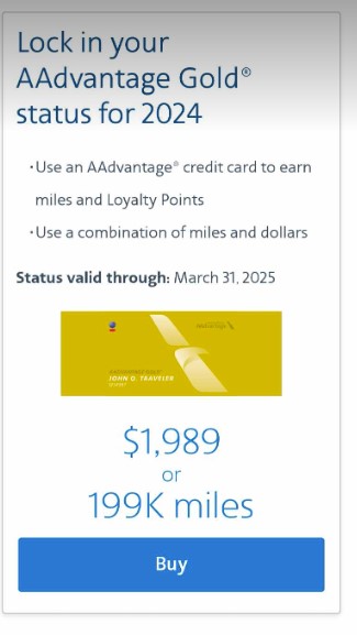 Terrible Targeted Offer: AA Gold for 200k Points