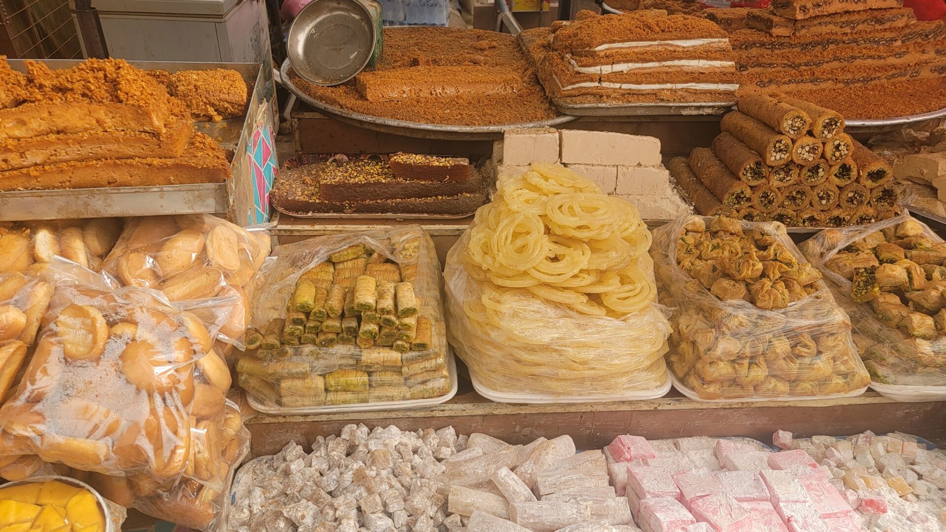 a display of various foods