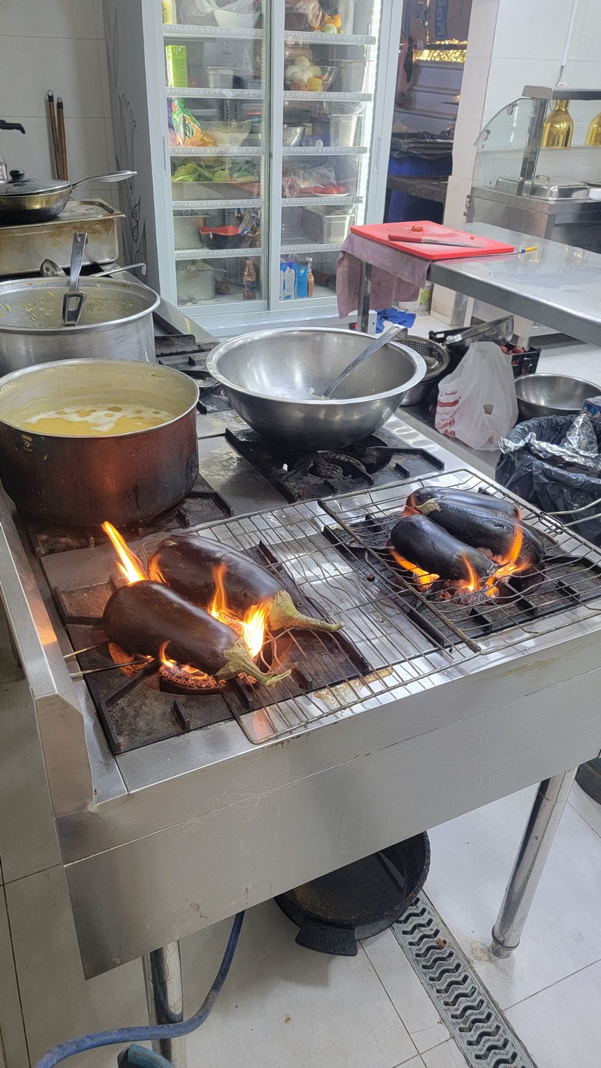 a cooking eggplant on a stove