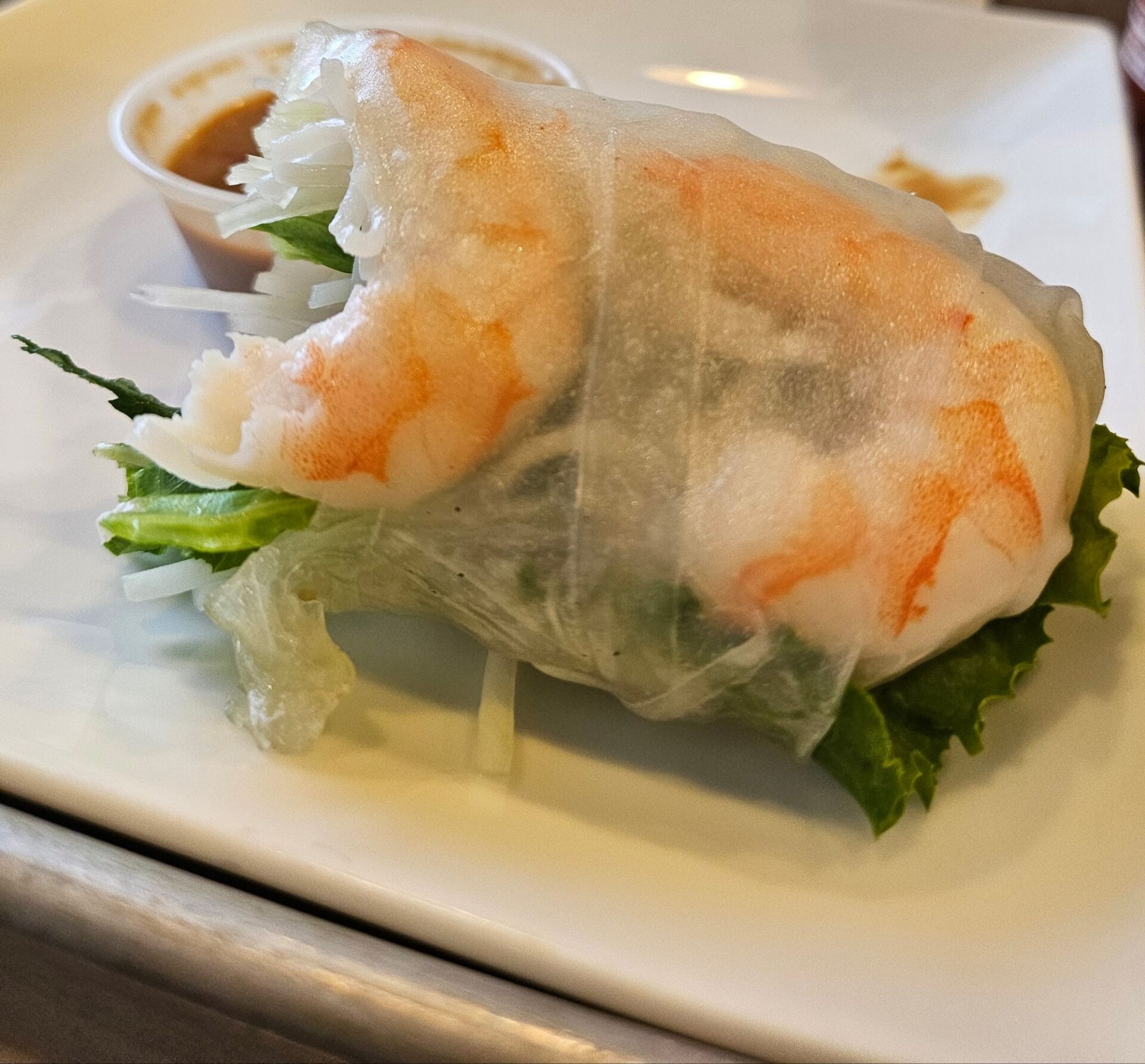 a shrimp wrapped in rice paper
