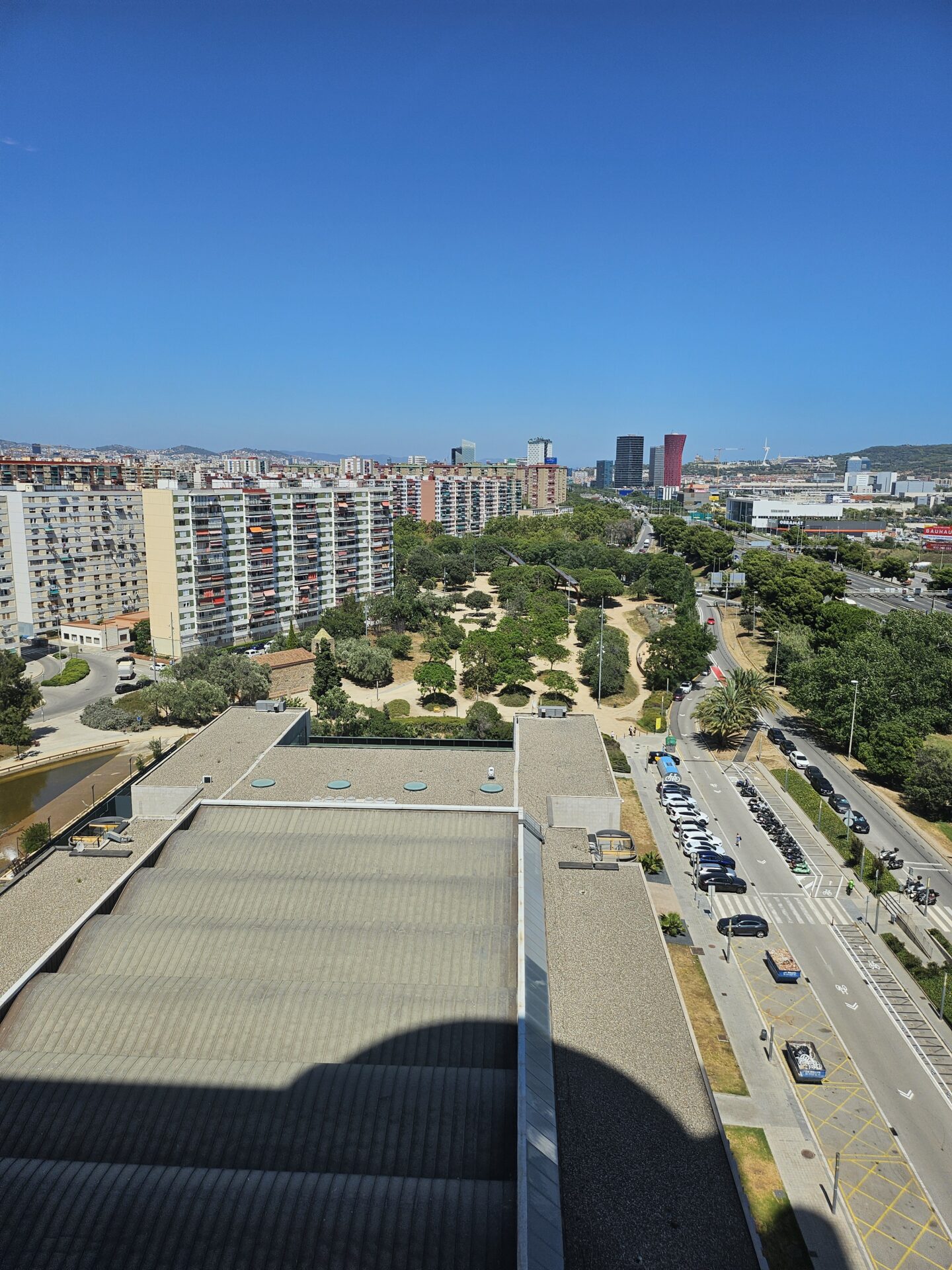 a city with many buildings and trees