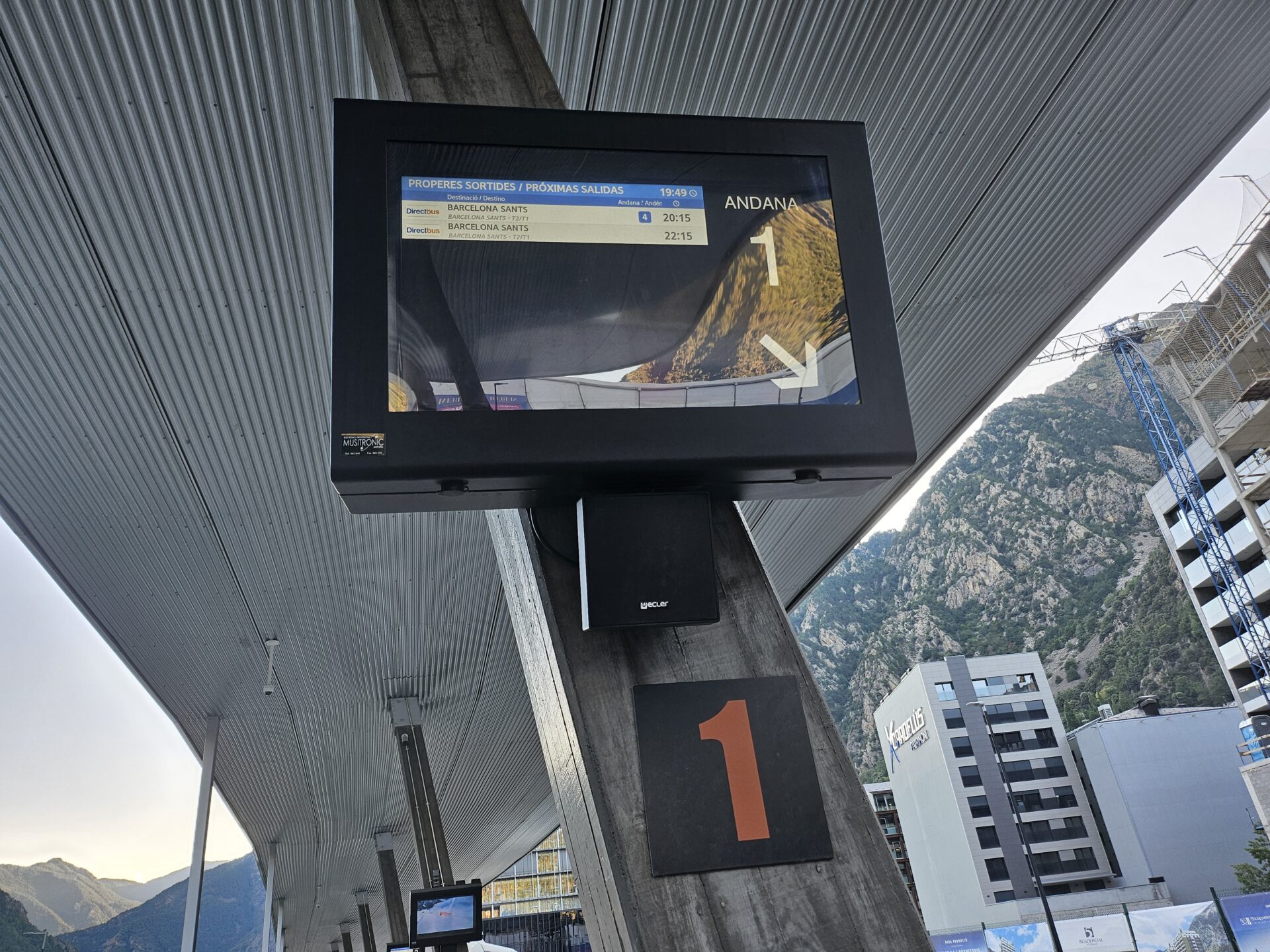 a screen on a pole