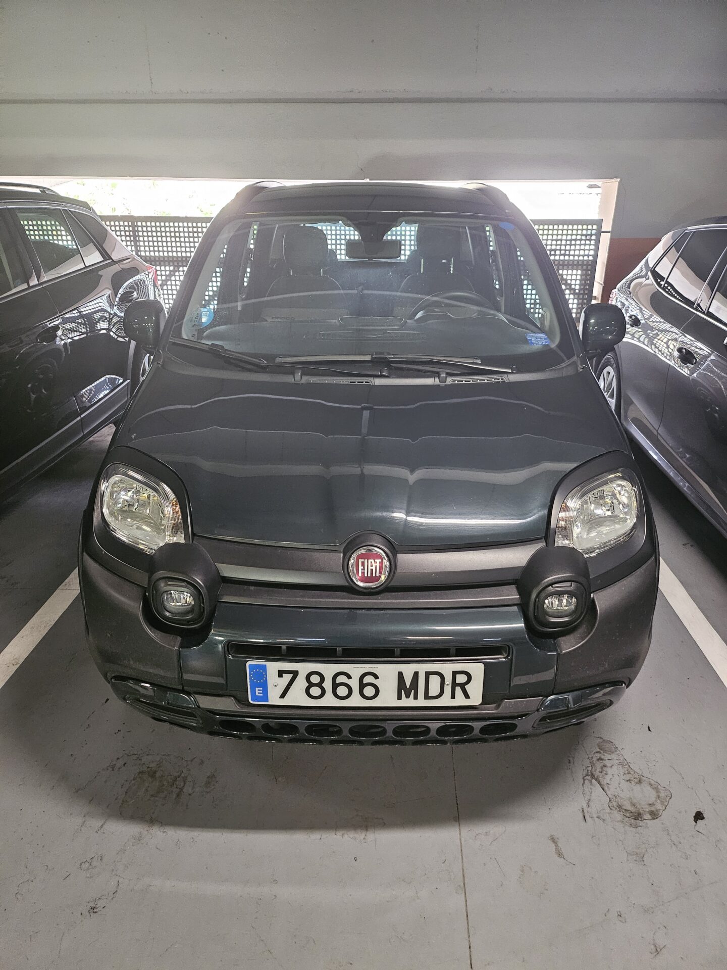 a car parked in a garage