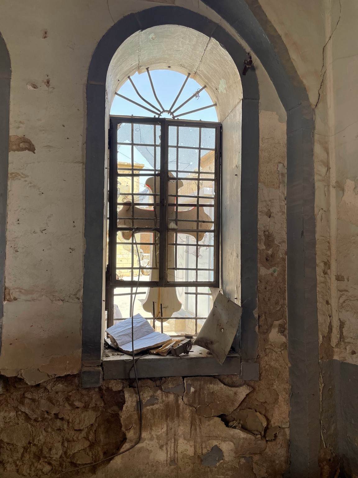 a window with a broken window