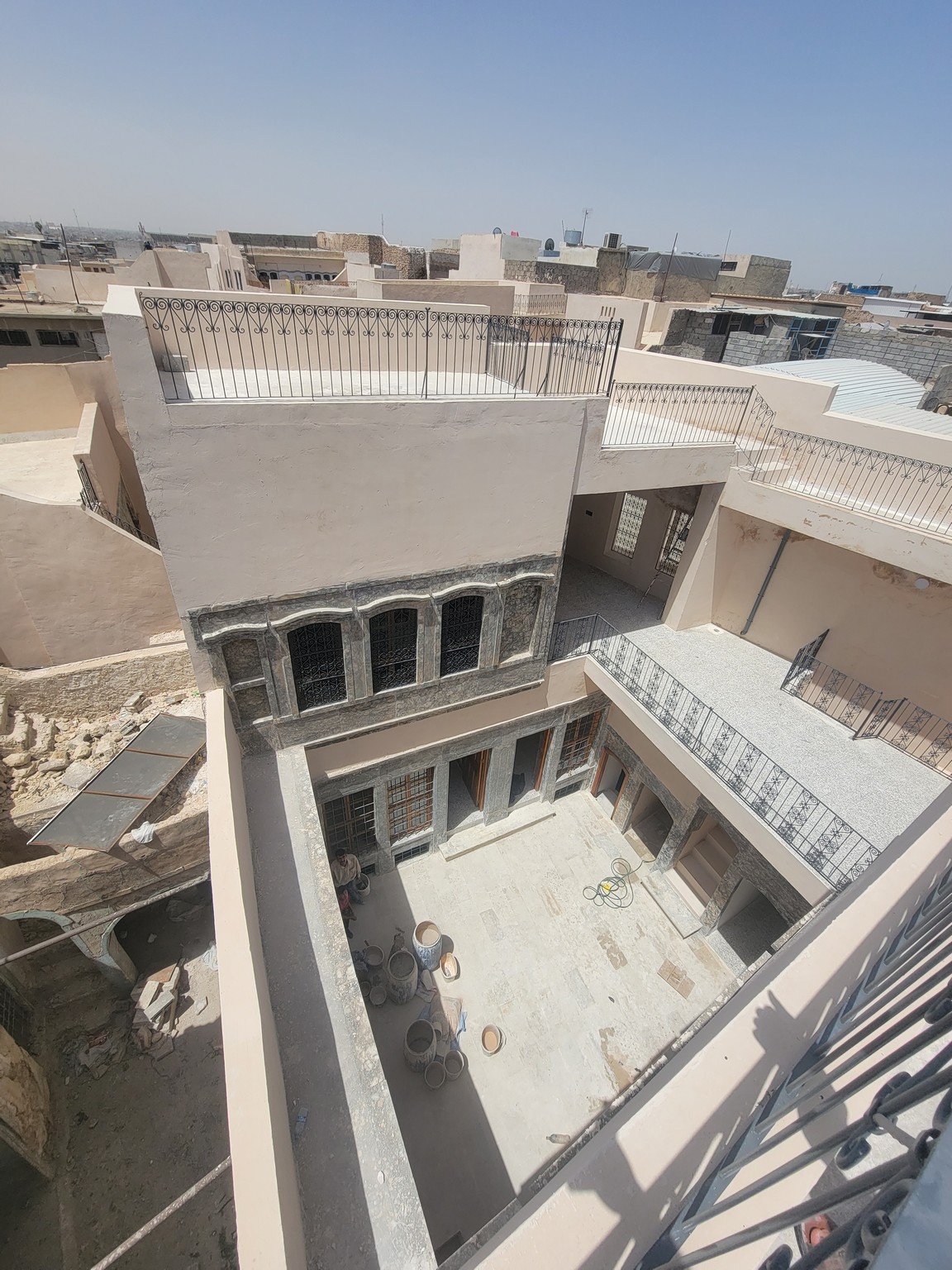 a view from a balcony of a building