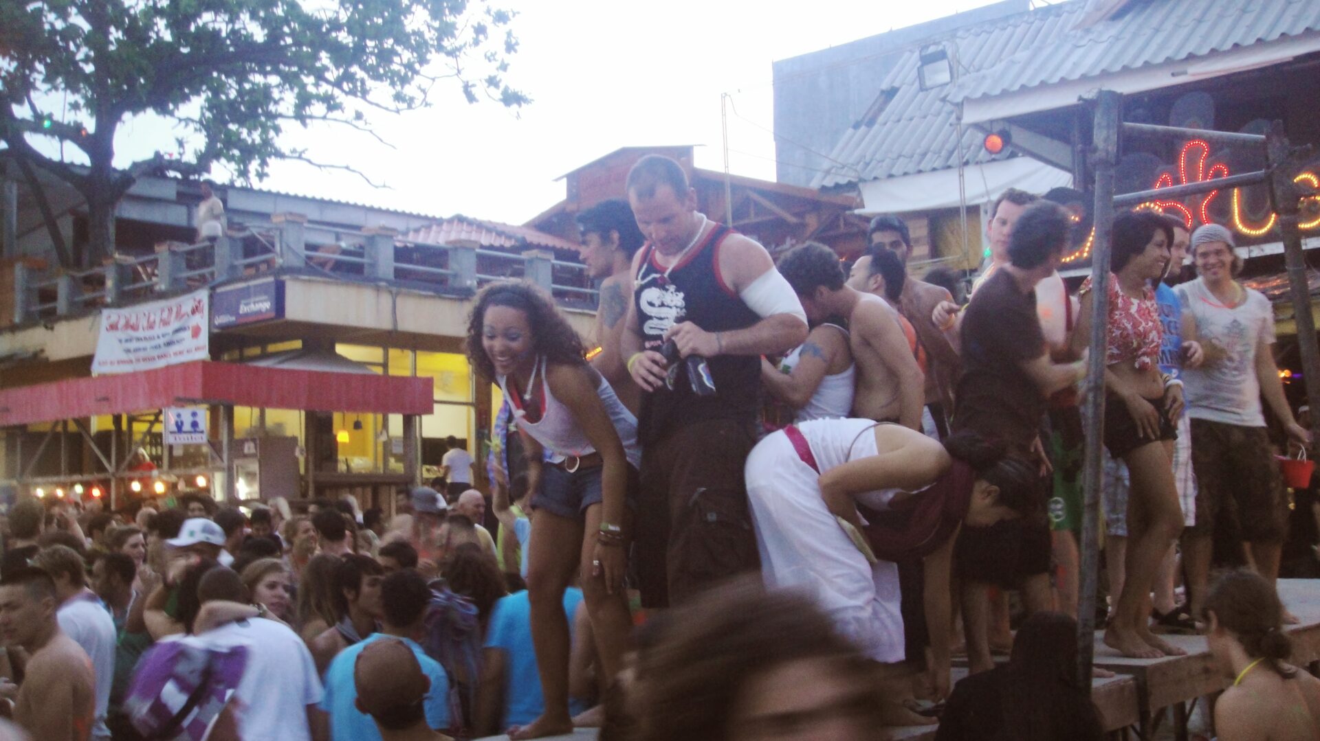 a group of people standing on a platform