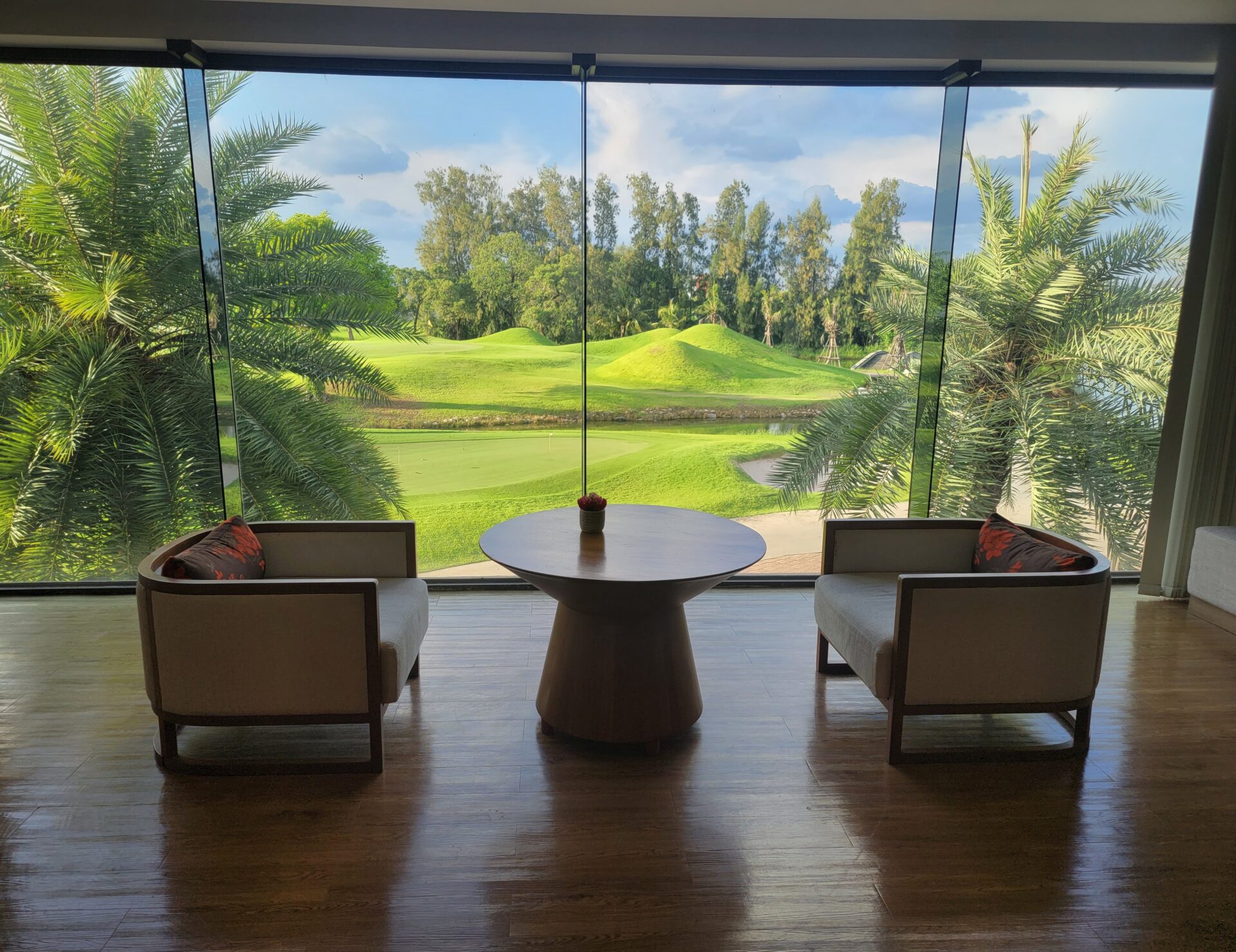 a room with a table and chairs