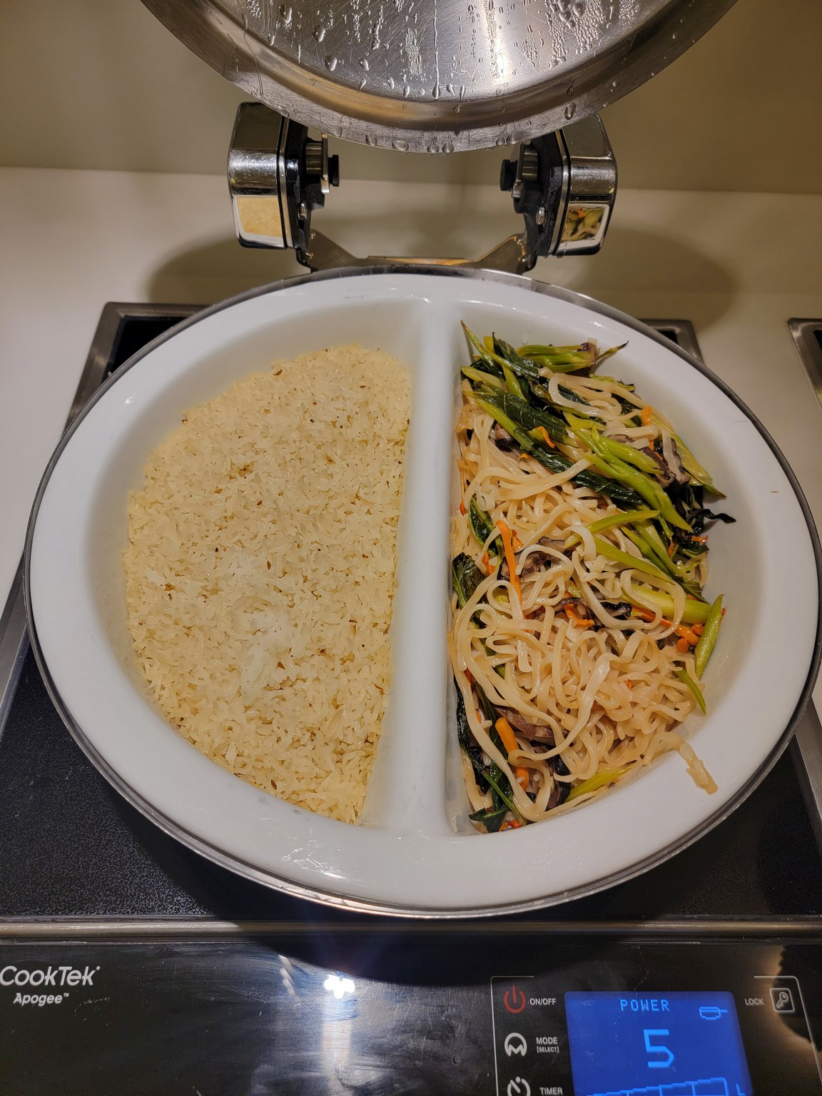 a plate of food on a stove