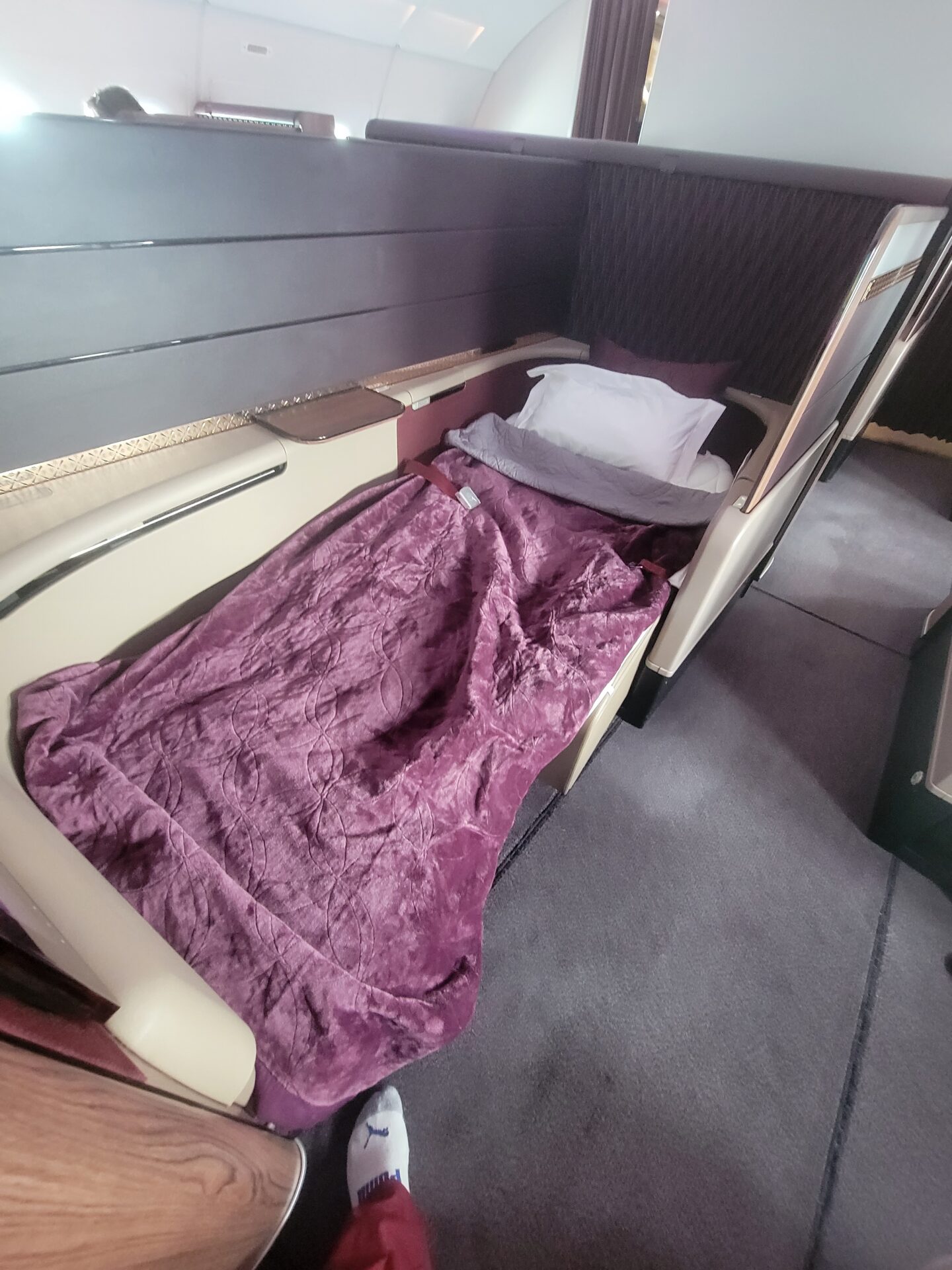 a bed in a plane