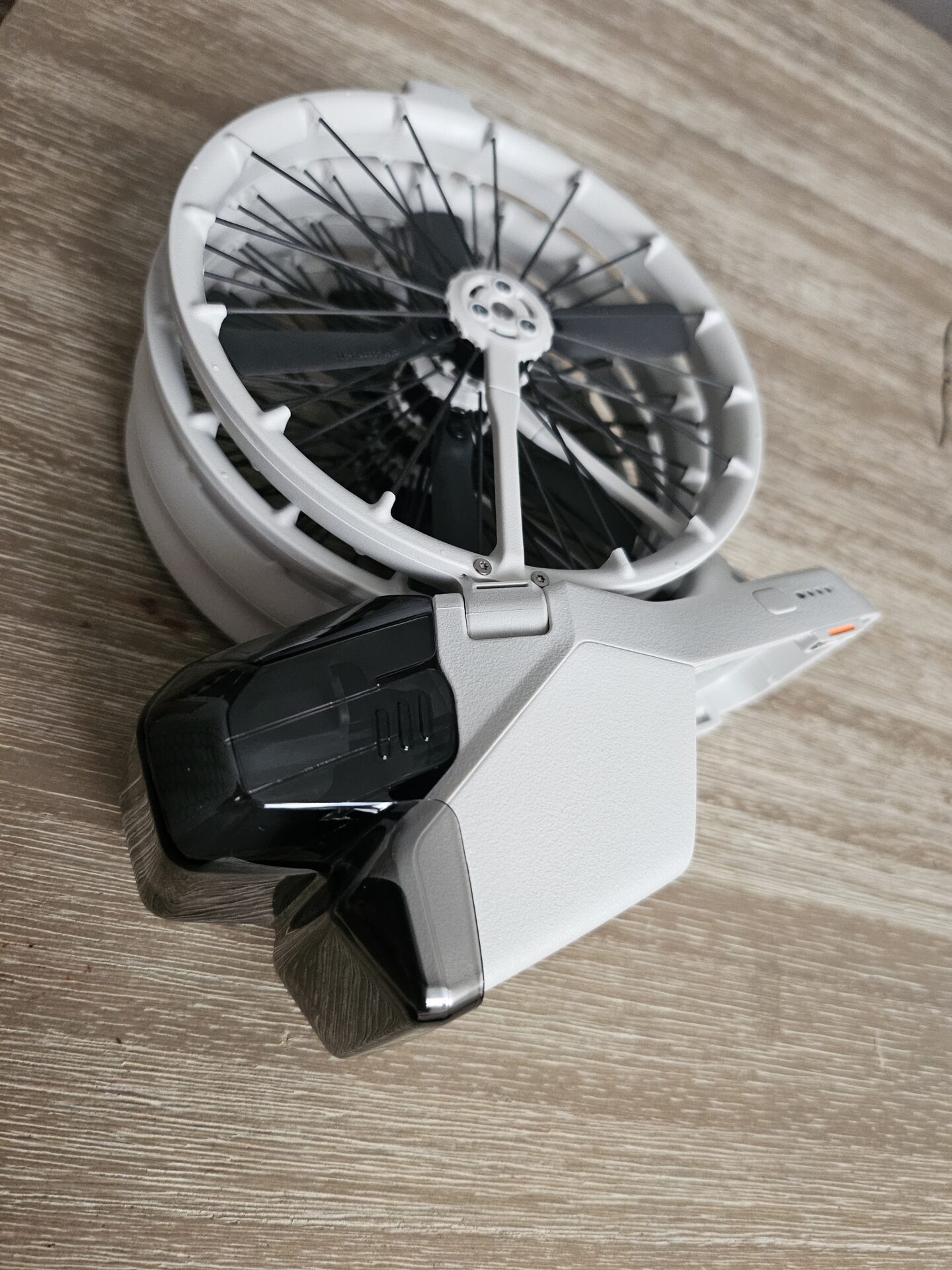 a drone with a fan on a table