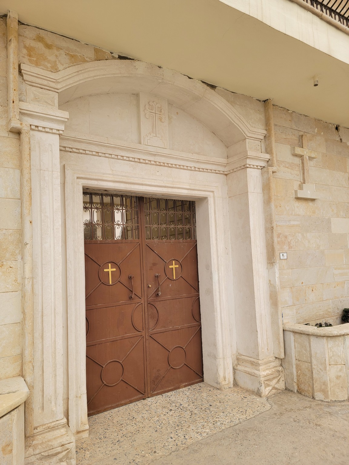 a door with crosses on it