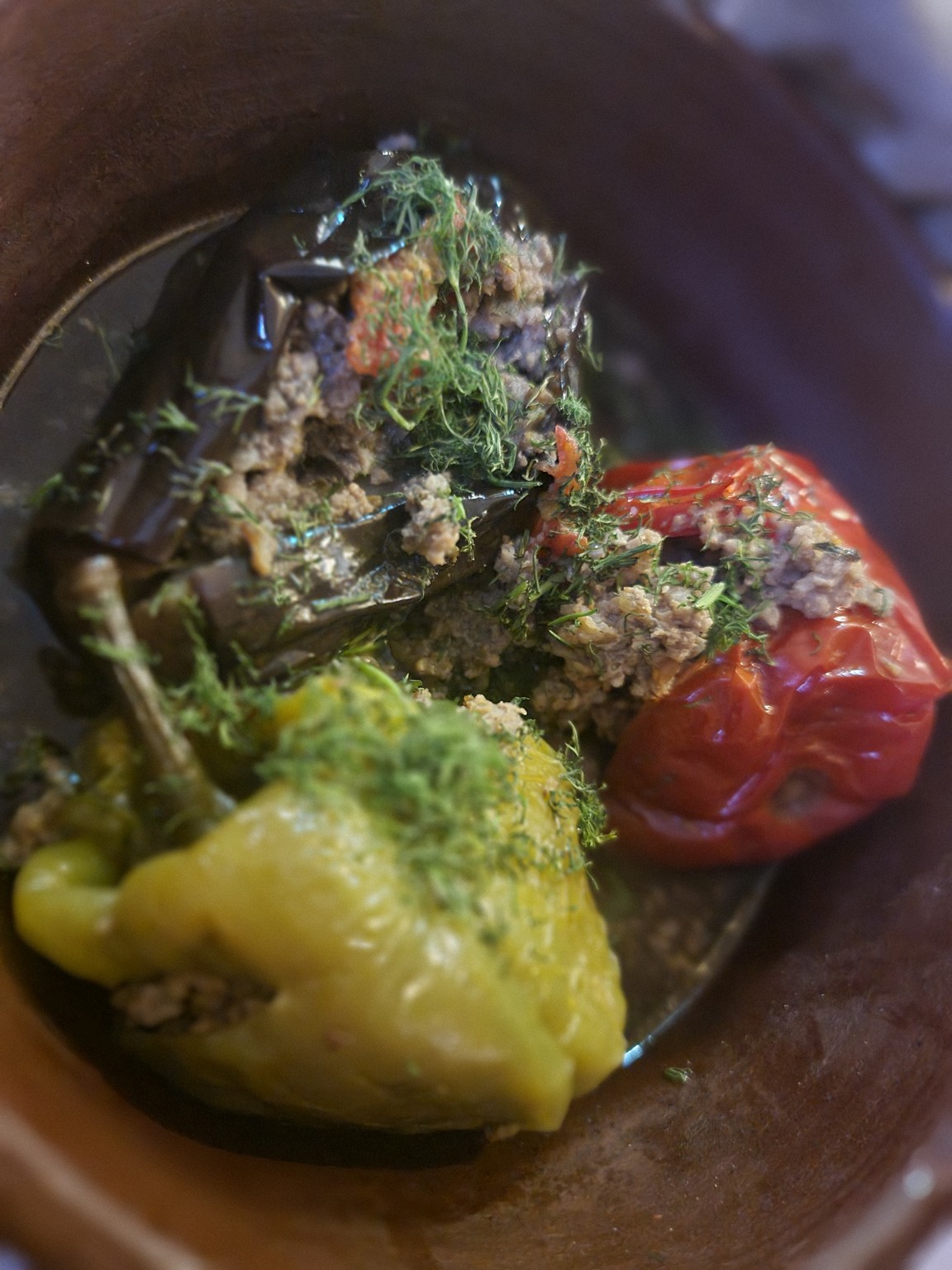 a bowl of stuffed peppers