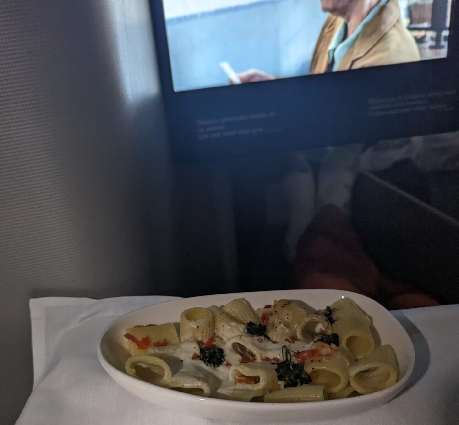 a plate of pasta on a table