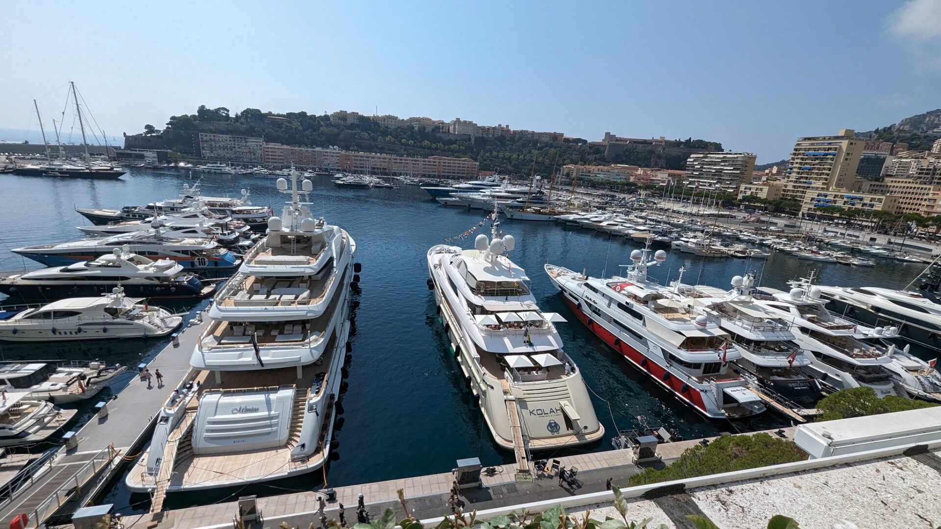 a group of boats in a harbor