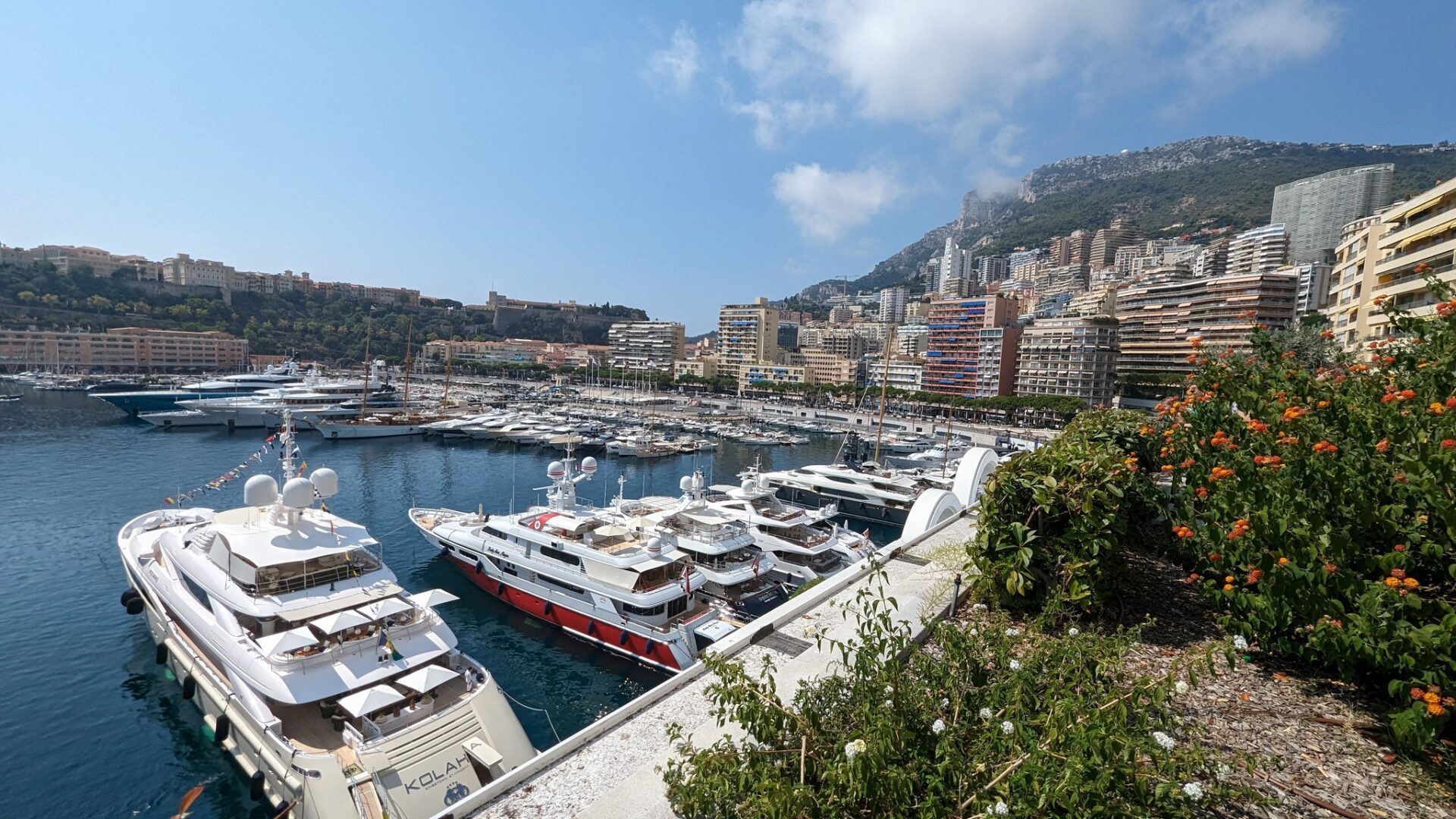 a group of boats in a harbor