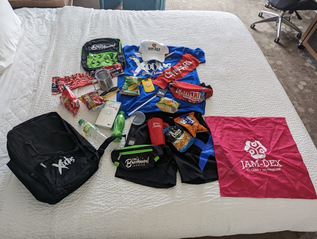 a group of items on a bed