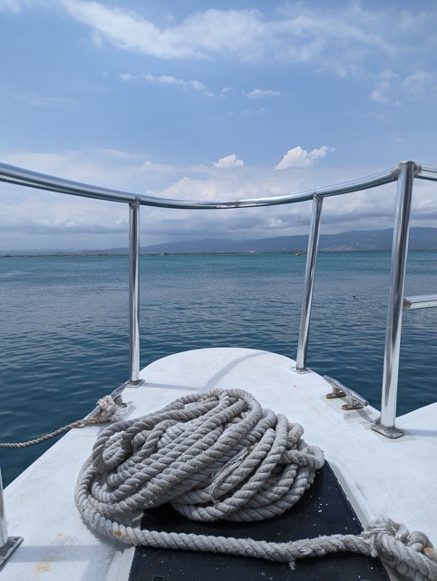 a rope on the deck of a boat