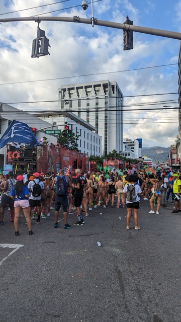 a group of people in a street