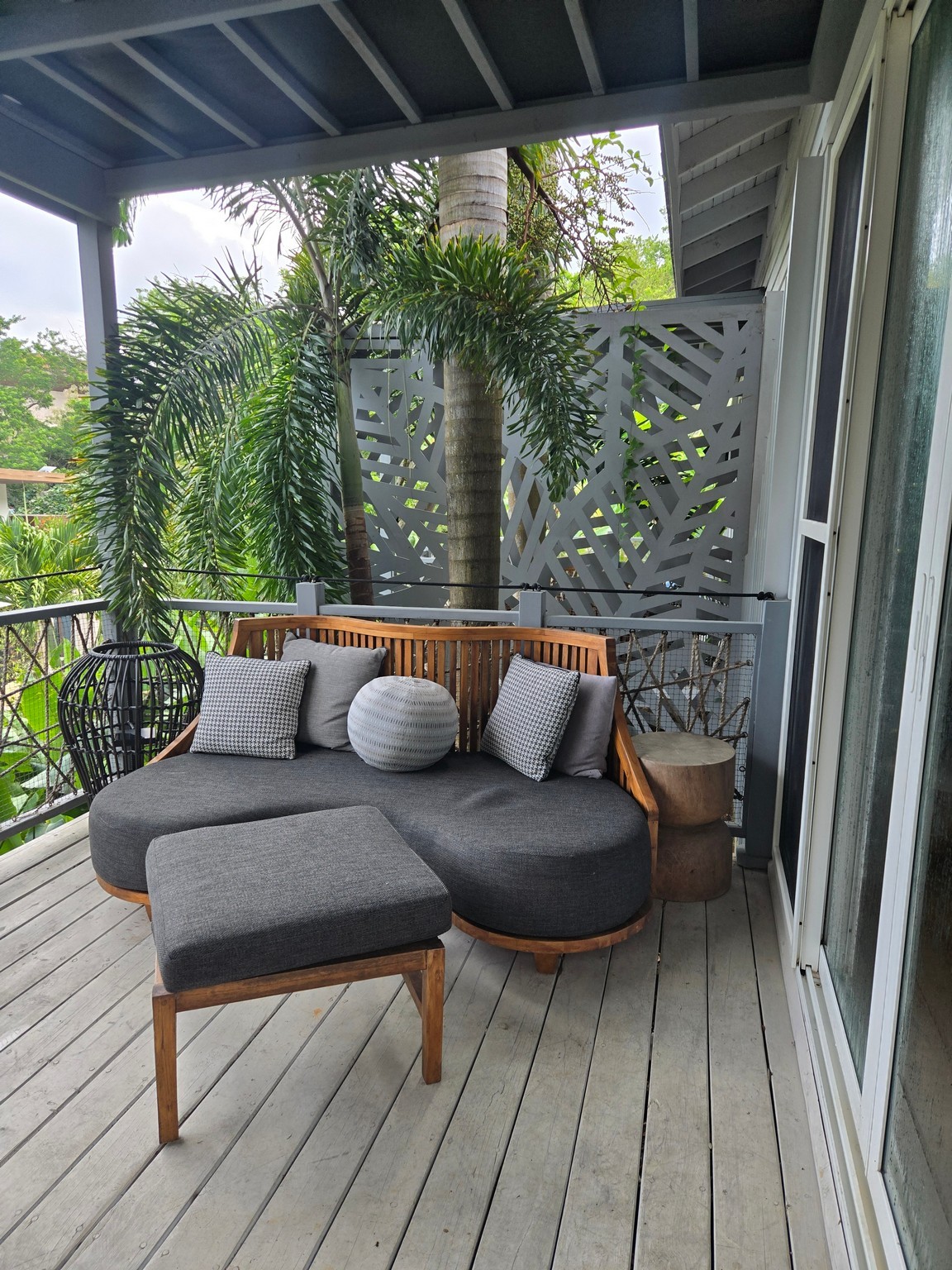 a couch on a deck
