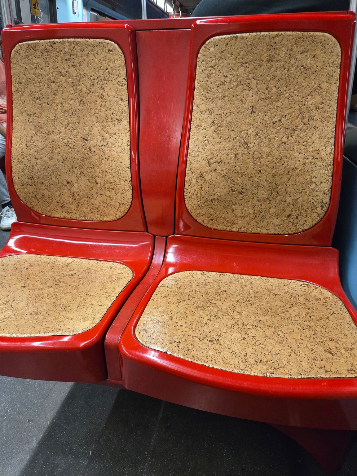 a red and brown seat