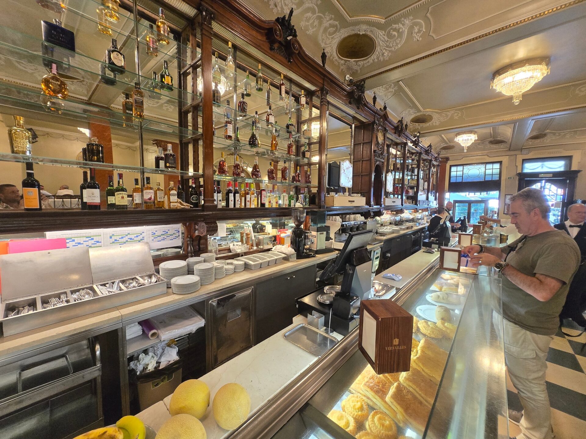 a counter with food on it