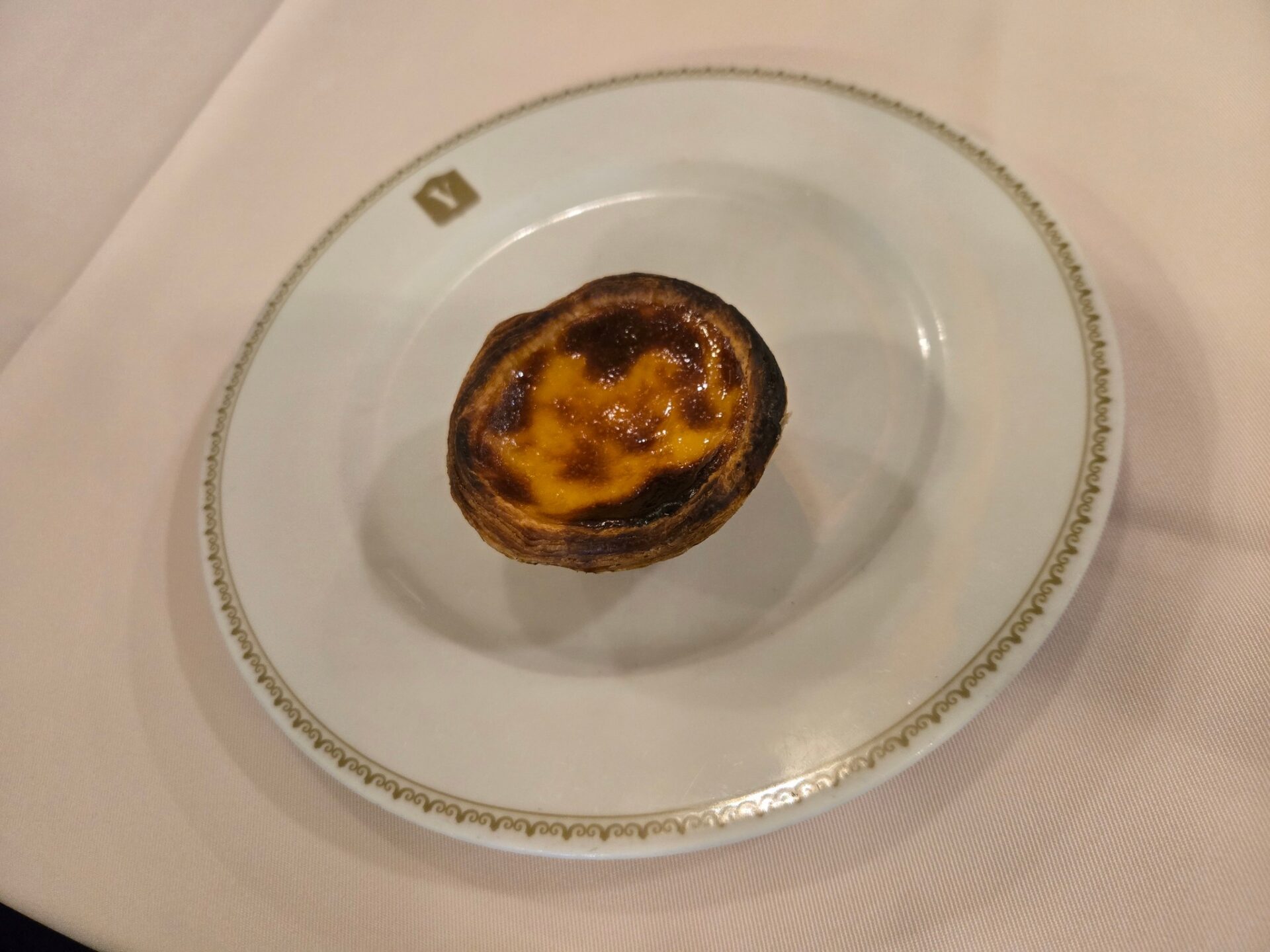 a small egg tart on a plate