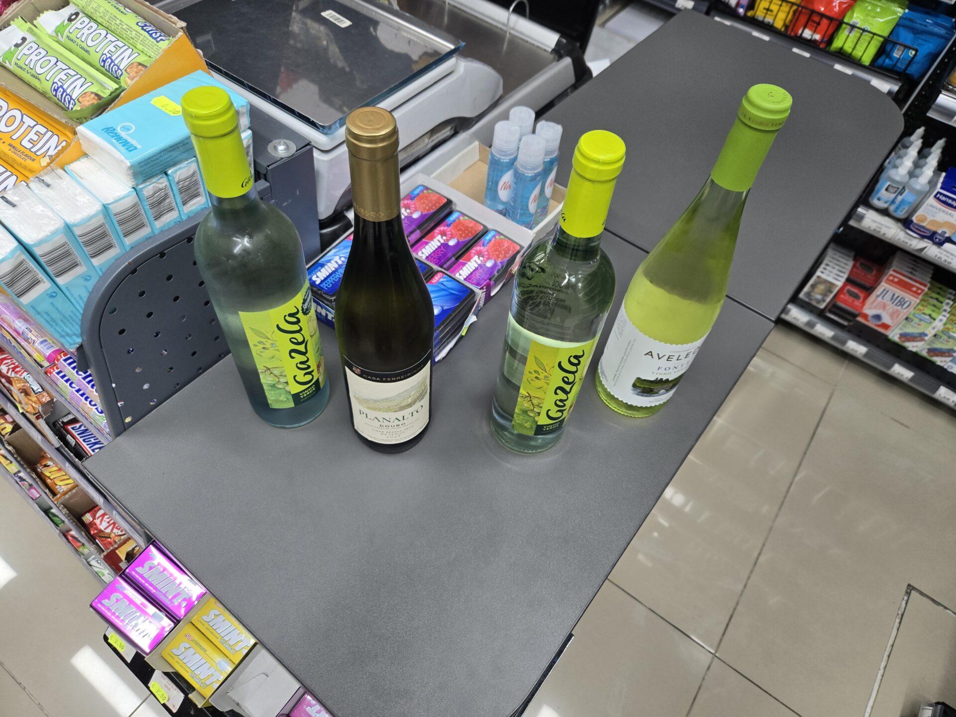 a group of bottles on a table