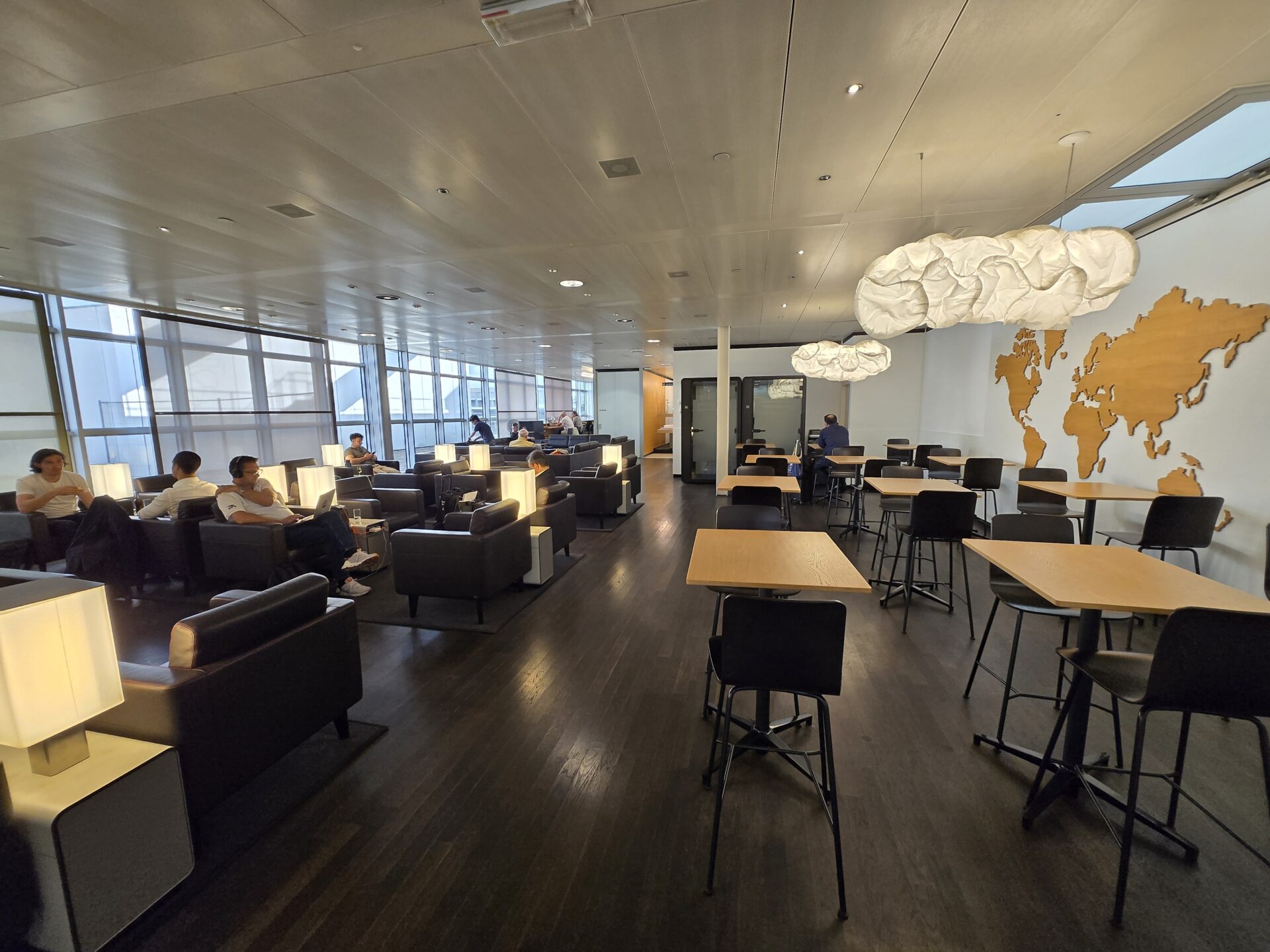 a room with tables and chairs