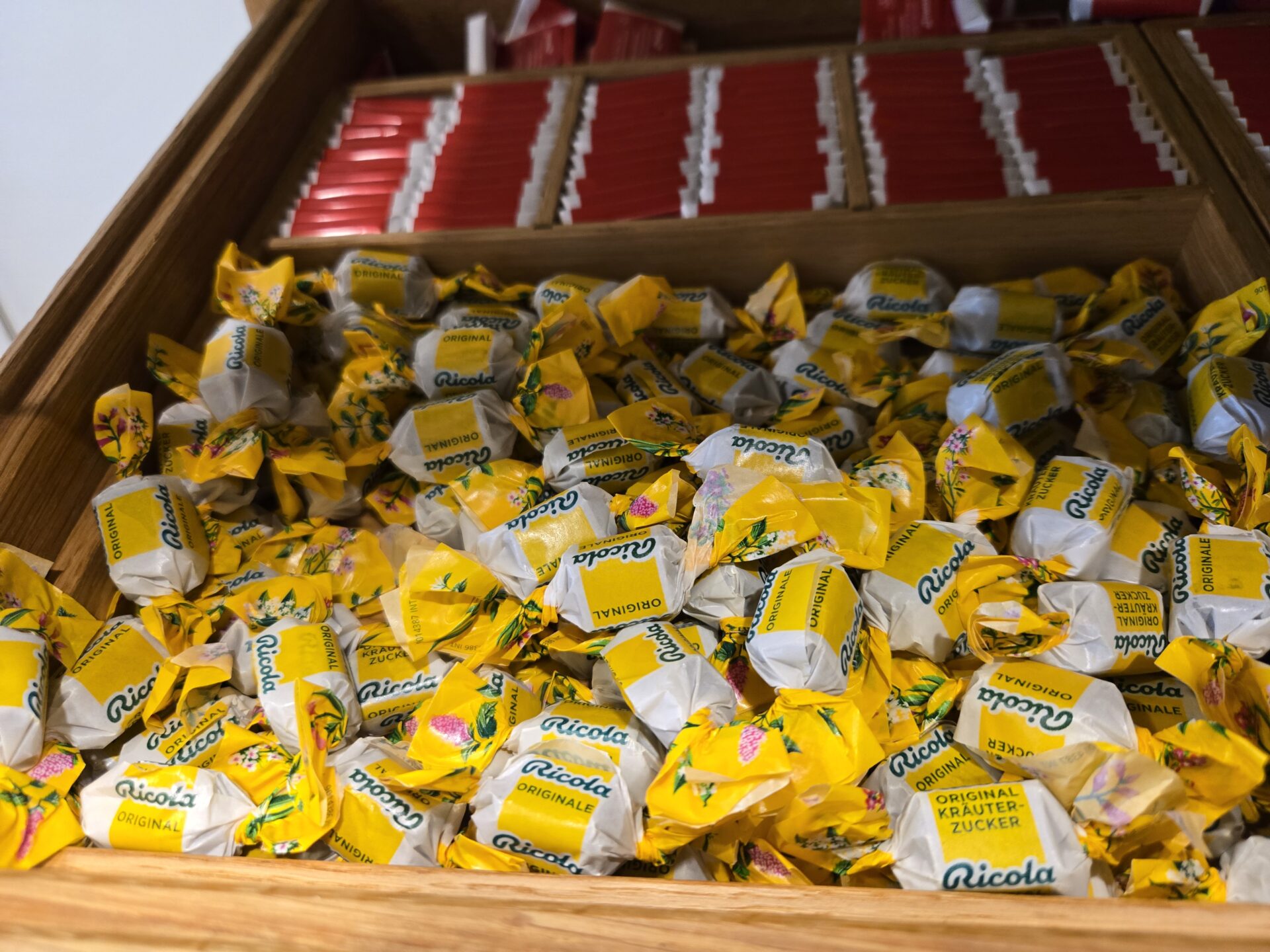 a box of candy in a drawer