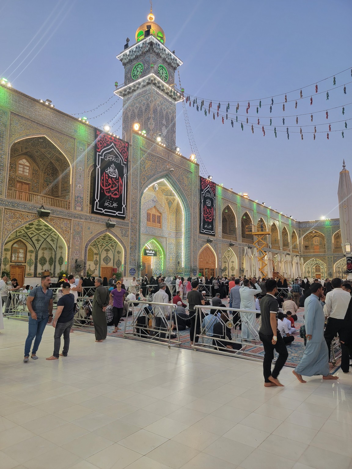 a group of people in a large building