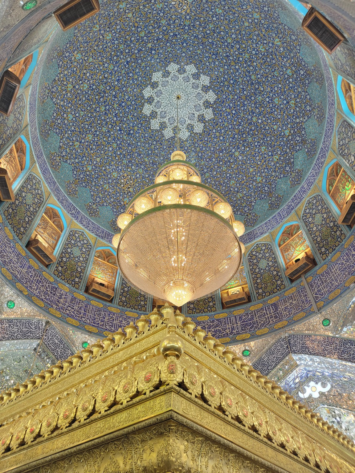 a chandelier in a dome