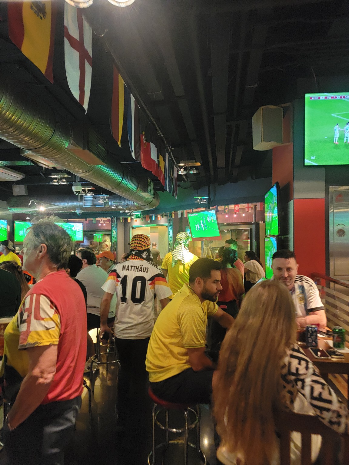 a group of people in a bar