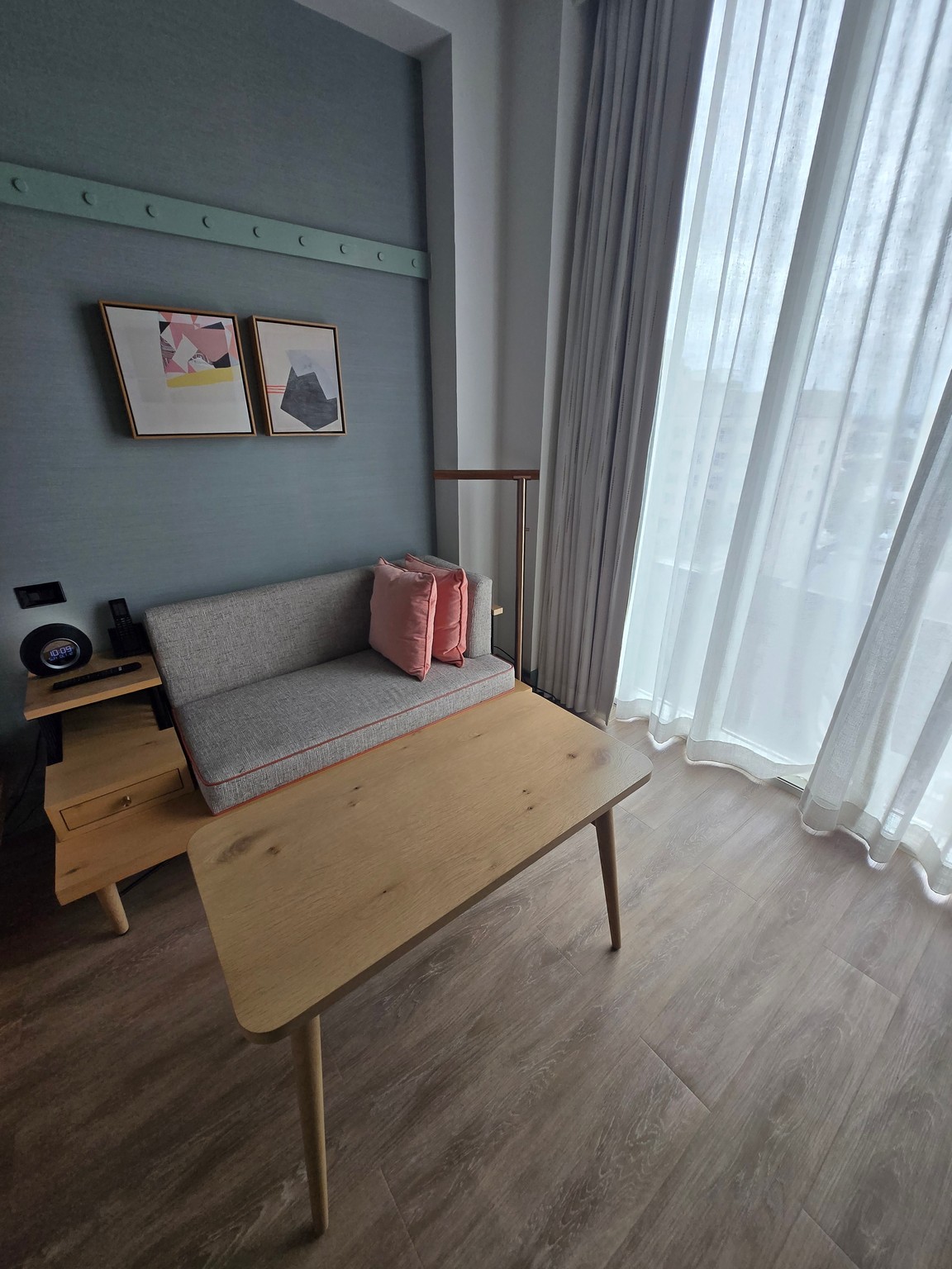 a couch and table in a room