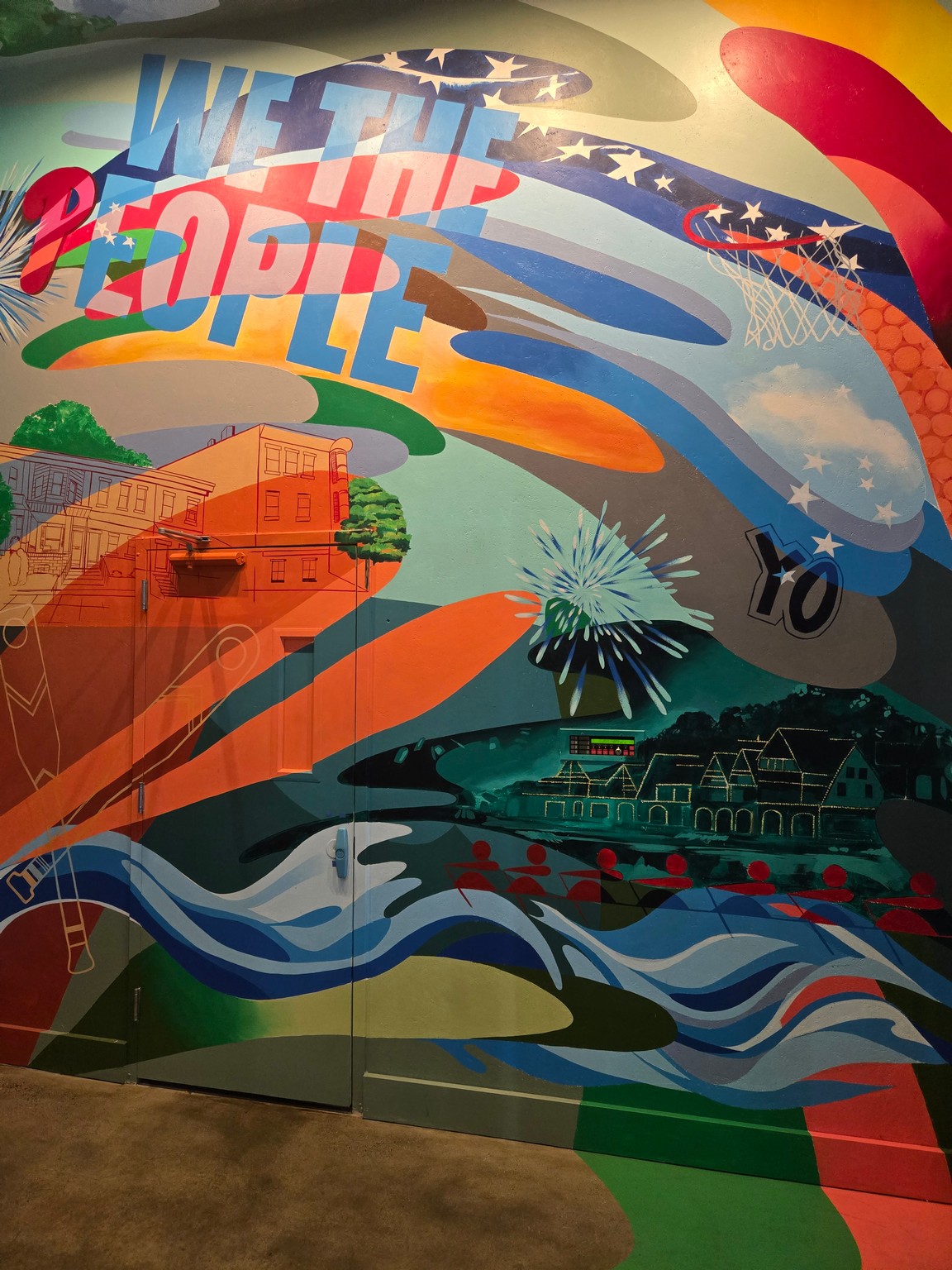 a wall with colorful art on it