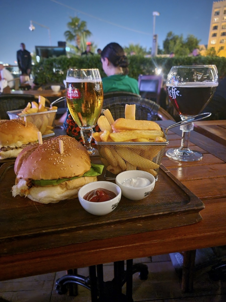 a burgers and fries on a table