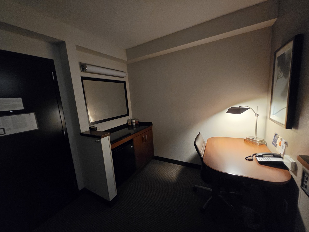 a desk in a room